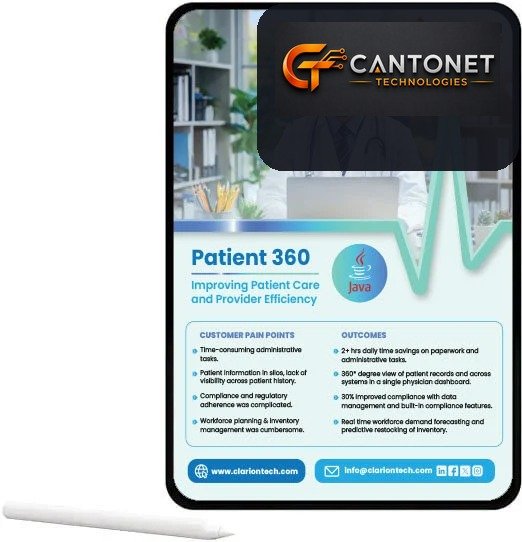 Discover how Cantonet’s solution revolutionized healthcare efficiency for a leading provider, saving time and reducing cost. Our patient data management solution helped improve compliance, decision-making, and patient engagement. 