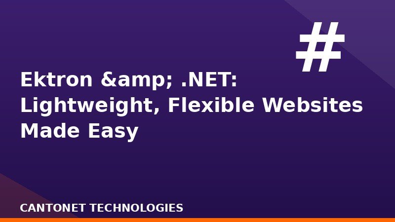  Ektron & .NET: Lightweight, Flexible Websites Made Easy